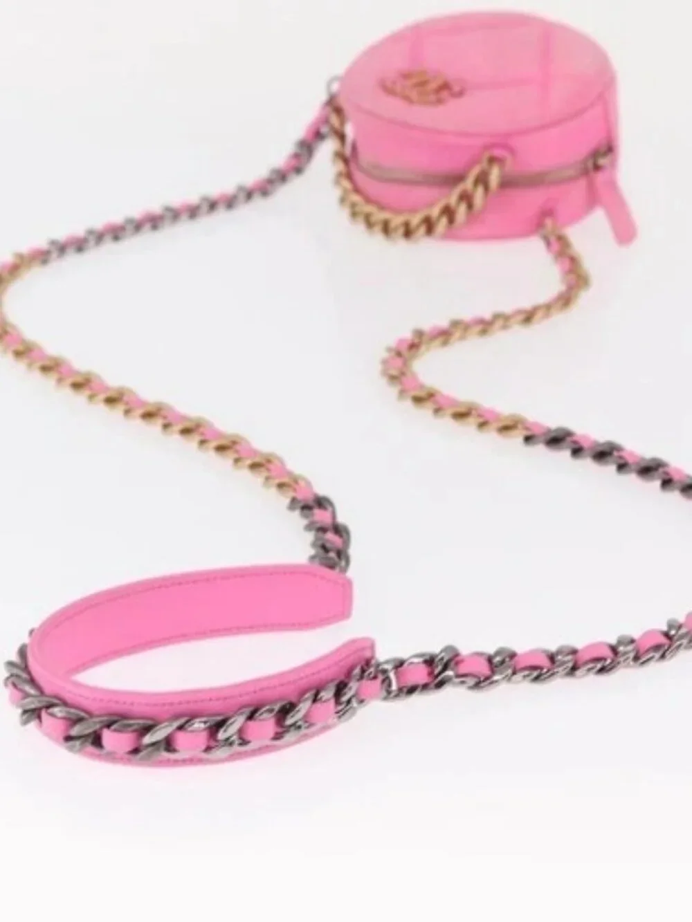 CHANEL Matelasse Chain Shoulder Bag Canvas Pink Gold CC Auth bs32090
